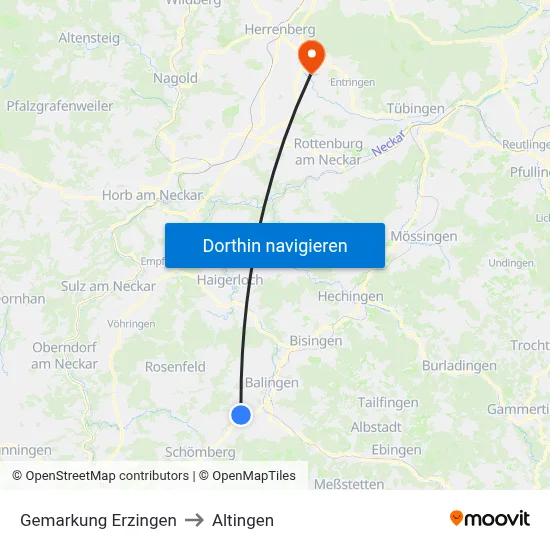 Gemarkung Erzingen to Altingen map