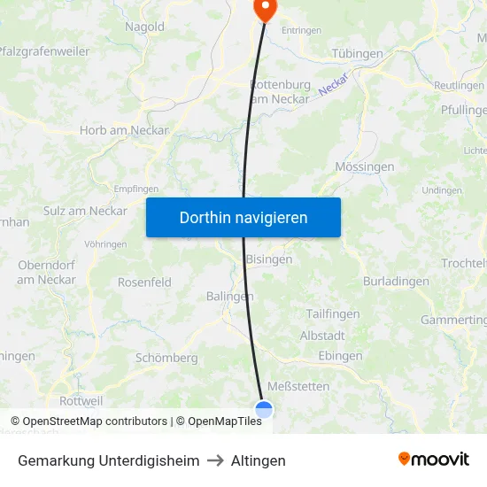 Gemarkung Unterdigisheim to Altingen map