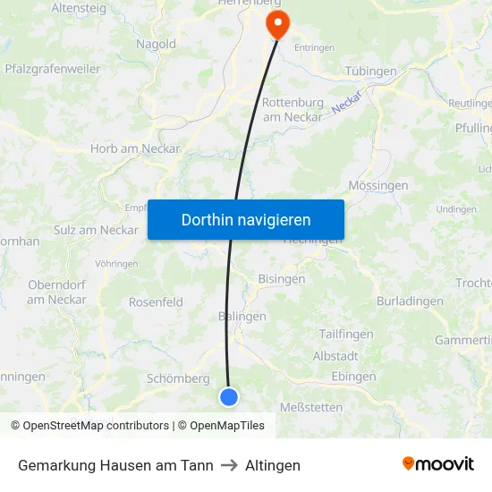 Gemarkung Hausen am Tann to Altingen map