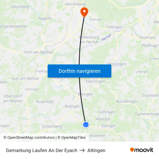 Gemarkung Laufen An Der Eyach to Altingen map
