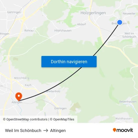 Weil Im Schönbuch to Altingen map