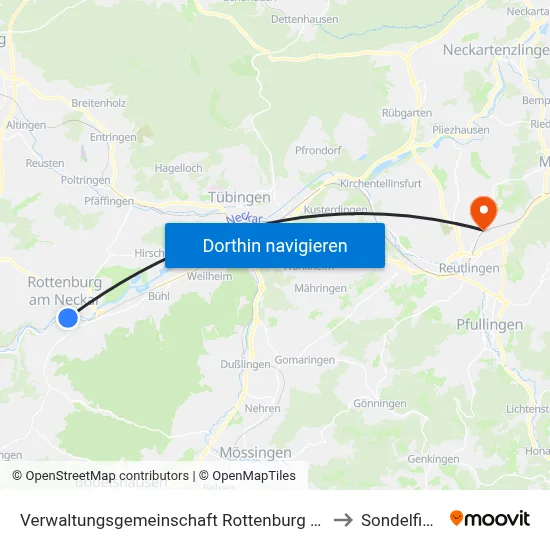 Verwaltungsgemeinschaft Rottenburg am Neckar to Sondelfingen map