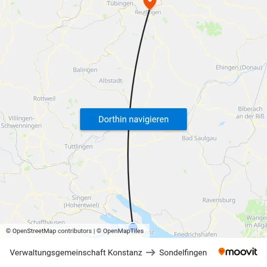 Verwaltungsgemeinschaft Konstanz to Sondelfingen map