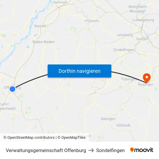 Verwaltungsgemeinschaft Offenburg to Sondelfingen map