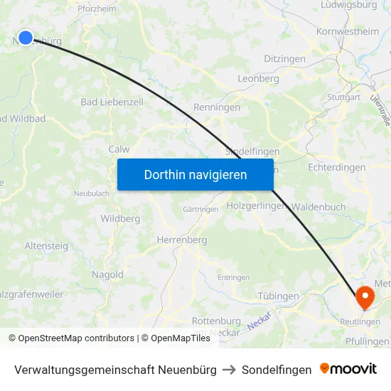 Verwaltungsgemeinschaft Neuenbürg to Sondelfingen map