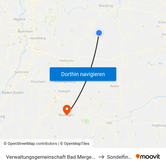 Verwaltungsgemeinschaft Bad Mergentheim to Sondelfingen map