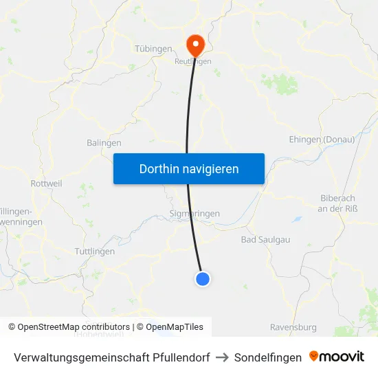 Verwaltungsgemeinschaft Pfullendorf to Sondelfingen map