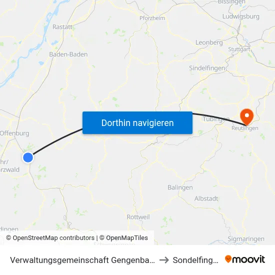 Verwaltungsgemeinschaft Gengenbach to Sondelfingen map