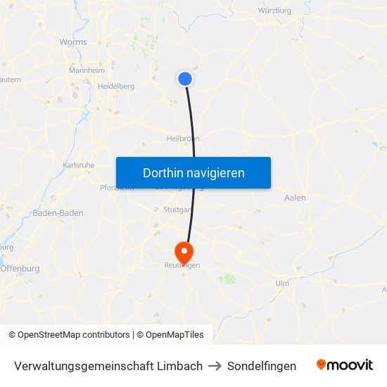 Verwaltungsgemeinschaft Limbach to Sondelfingen map