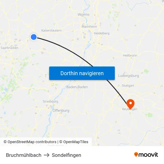 Bruchmühlbach to Sondelfingen map