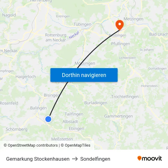 Gemarkung Stockenhausen to Sondelfingen map
