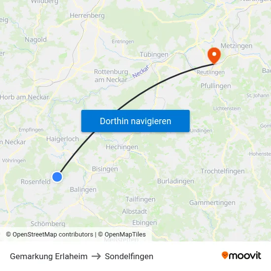 Gemarkung Erlaheim to Sondelfingen map