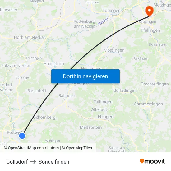 Göllsdorf to Sondelfingen map