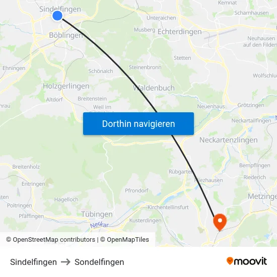 Sindelfingen to Sondelfingen map