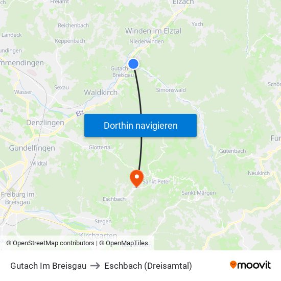 Gutach Im Breisgau to Eschbach (Dreisamtal) map