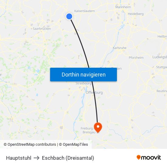 Hauptstuhl to Eschbach (Dreisamtal) map