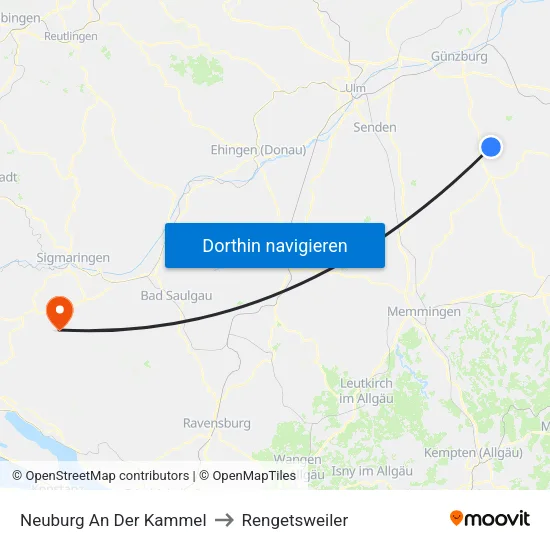 Neuburg An Der Kammel to Rengetsweiler map