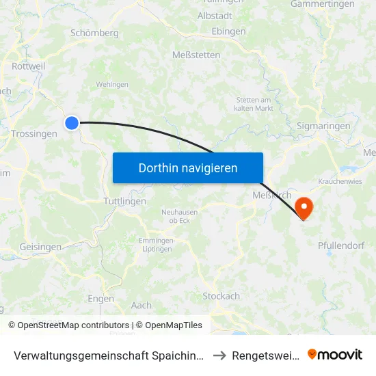 Verwaltungsgemeinschaft Spaichingen to Rengetsweiler map