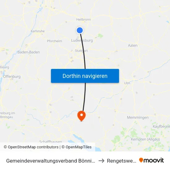 Gemeindeverwaltungsverband Bönnigheim to Rengetsweiler map