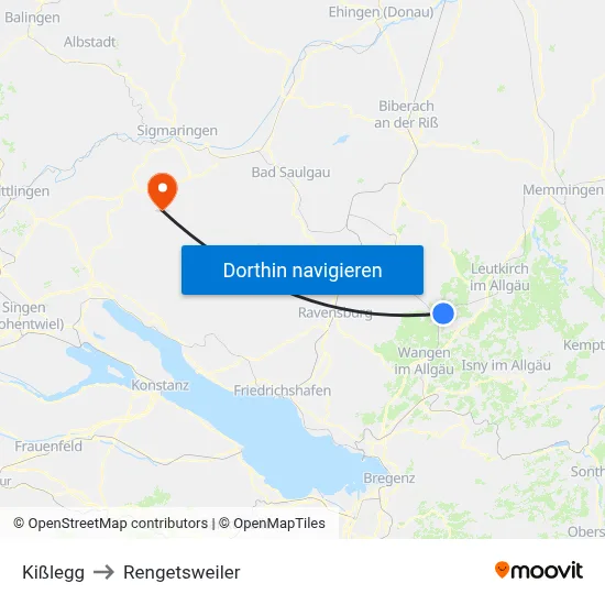 Kißlegg to Rengetsweiler map