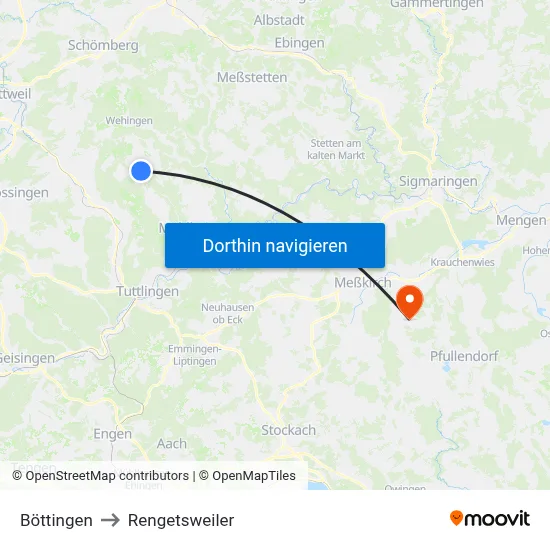 Böttingen to Rengetsweiler map