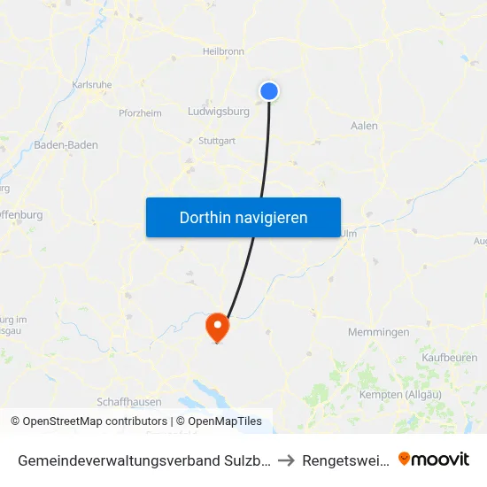 Gemeindeverwaltungsverband Sulzbach to Rengetsweiler map