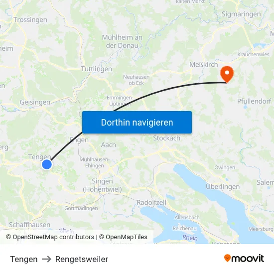 Tengen to Rengetsweiler map