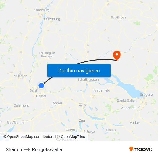 Steinen to Rengetsweiler map