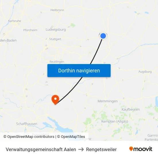 Verwaltungsgemeinschaft Aalen to Rengetsweiler map