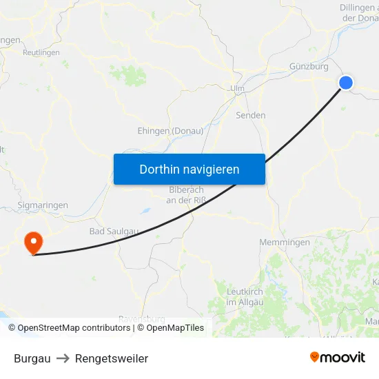 Burgau to Rengetsweiler map