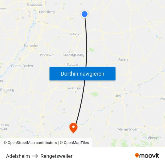 Adelsheim to Rengetsweiler map