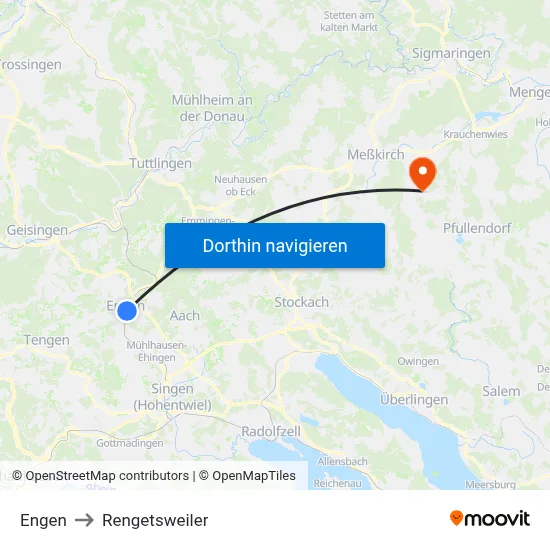 Engen to Rengetsweiler map