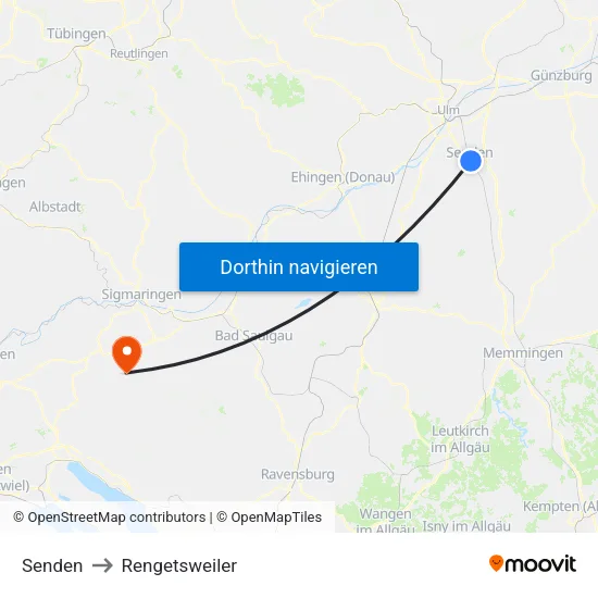 Senden to Rengetsweiler map