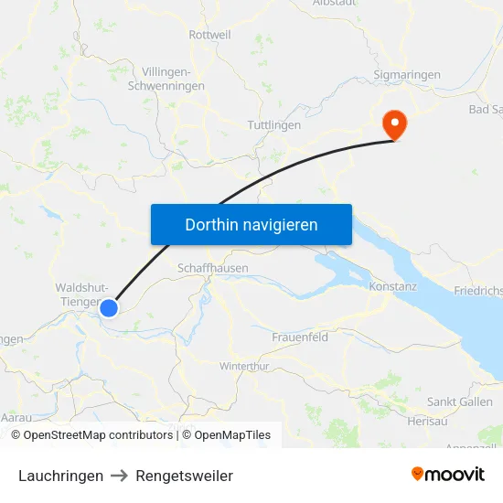 Lauchringen to Rengetsweiler map
