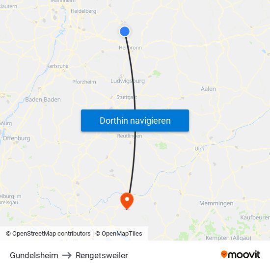 Gundelsheim to Rengetsweiler map