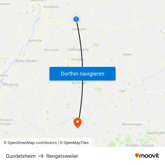 Gundelsheim to Rengetsweiler map