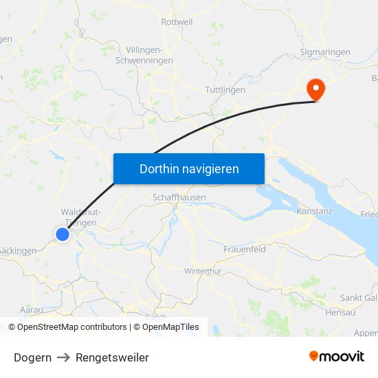 Dogern to Rengetsweiler map