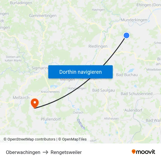 Oberwachingen to Rengetsweiler map