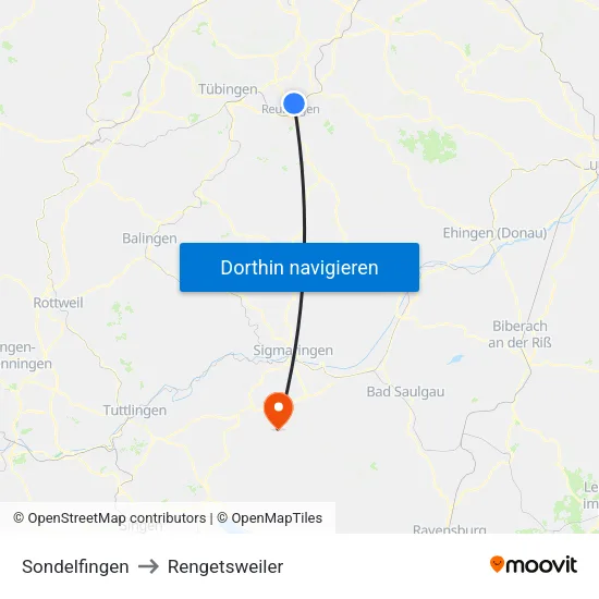 Sondelfingen to Rengetsweiler map
