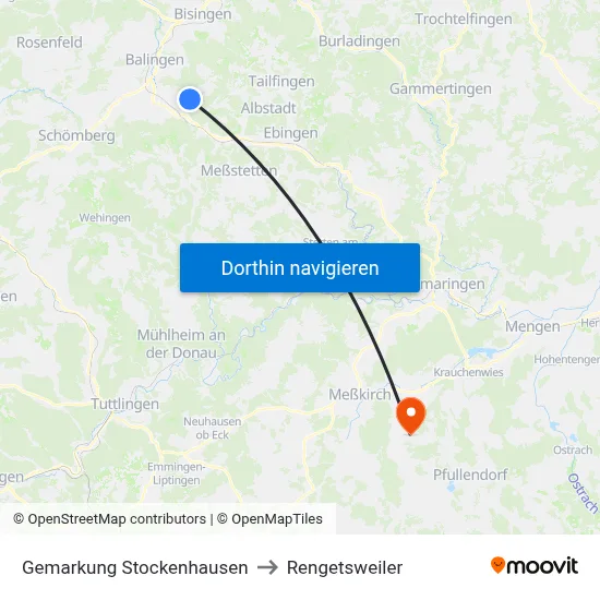 Gemarkung Stockenhausen to Rengetsweiler map
