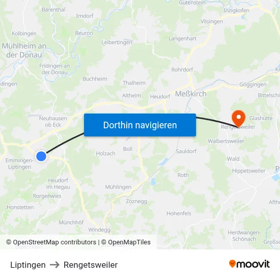 Liptingen to Rengetsweiler map