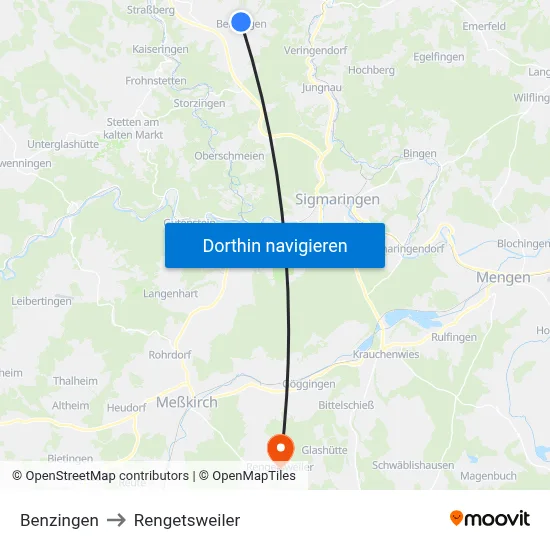 Benzingen to Rengetsweiler map
