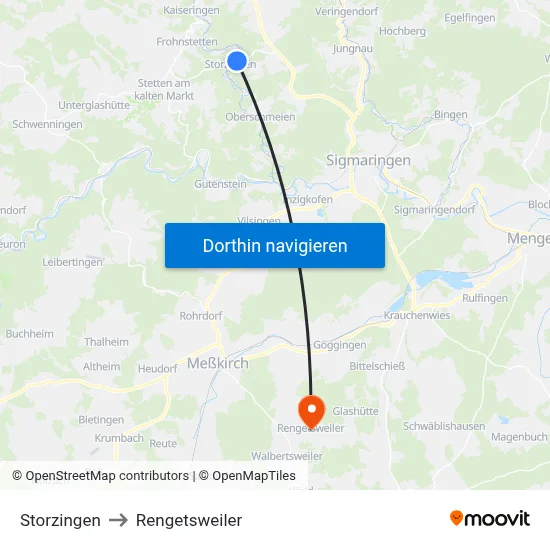 Storzingen to Rengetsweiler map
