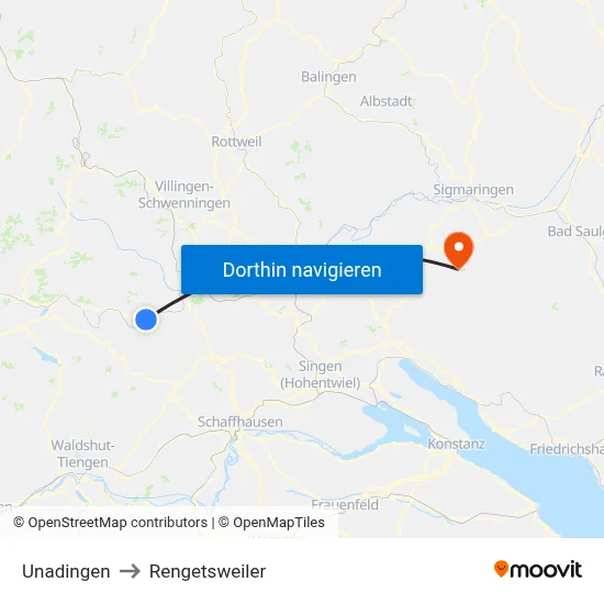 Unadingen to Rengetsweiler map