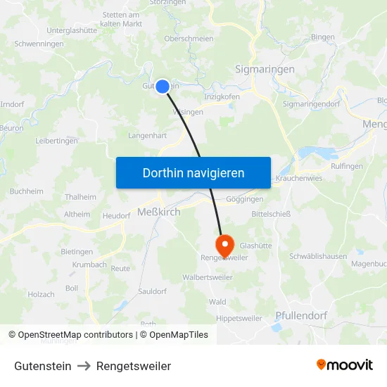 Gutenstein to Rengetsweiler map