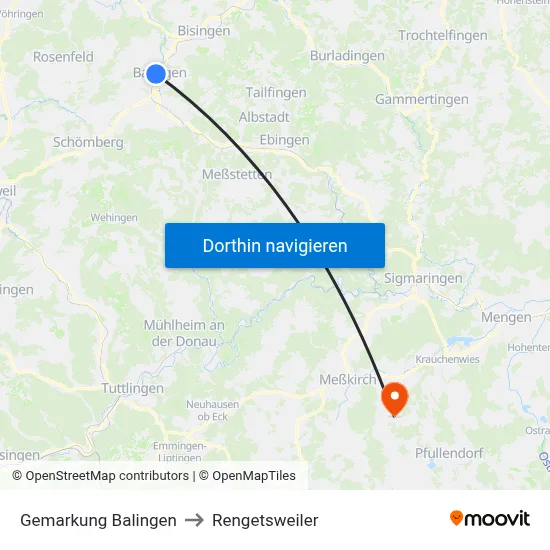 Gemarkung Balingen to Rengetsweiler map
