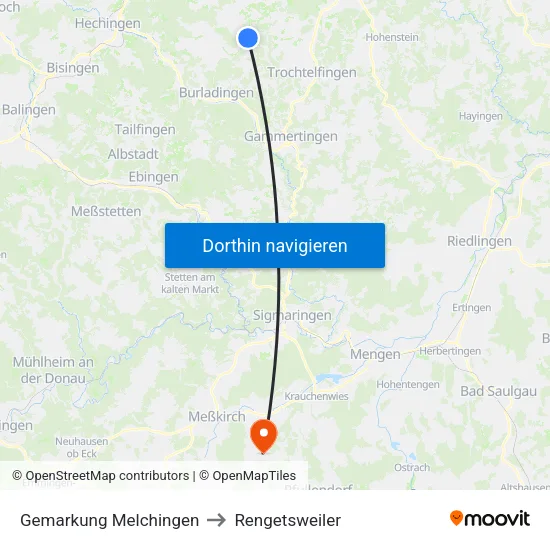 Gemarkung Melchingen to Rengetsweiler map