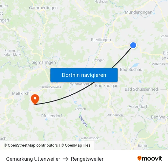 Gemarkung Uttenweiler to Rengetsweiler map