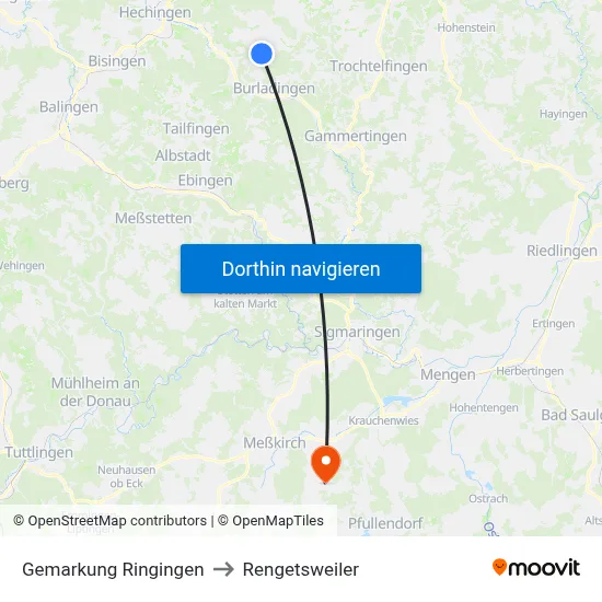 Gemarkung Ringingen to Rengetsweiler map
