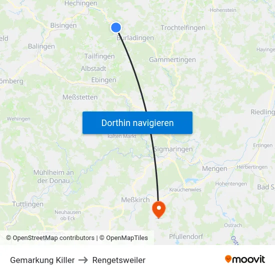 Gemarkung Killer to Rengetsweiler map